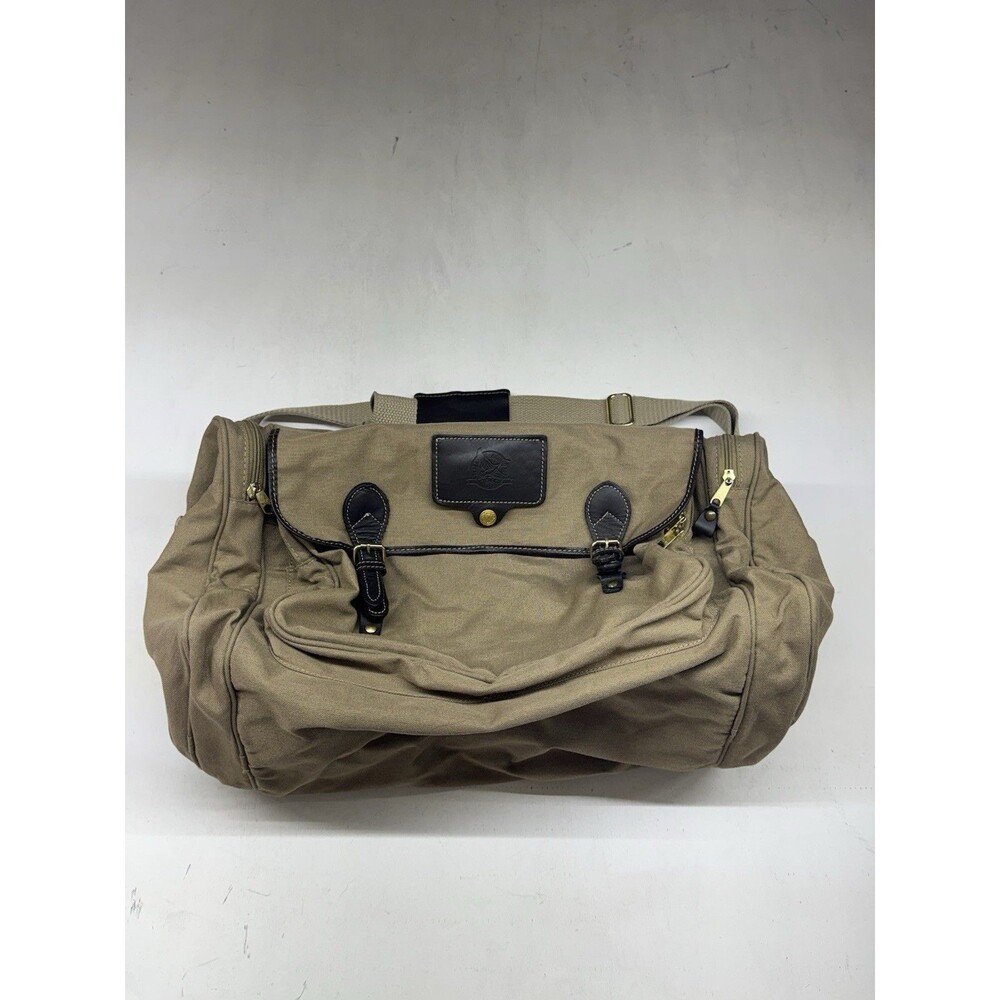 Vtg Ford Edition Eddie Bauer Duffle Bag Canvas Tan Weekender Military 18”